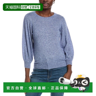 自营 autumn cashmere秋季羊绒气球袖羊绒与丝绸混纺毛衣-蓝色 美
