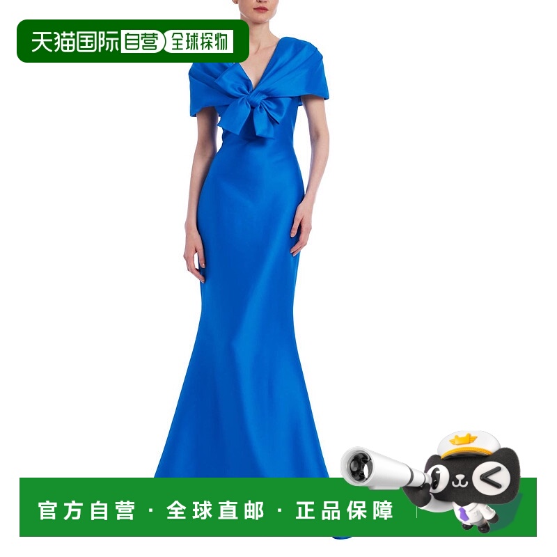 自营badgley mischkaShort Sleeve Mermaid Gown In Cobalt - cob