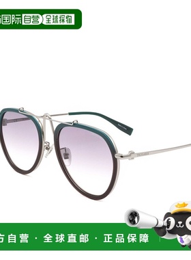 自营 Trussardi女式58毫米灰色太阳镜-蓝绿色透明茶色米黄色 美国