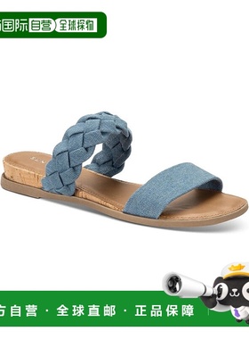 自营sun + stoneSun+Stone Easten Slide女式蓝色编织带拖鞋ZPO38