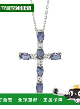 自营 Suzy Levian 纯银蓝宝石和钻石装饰十字架吊坠 - 蓝色 美国