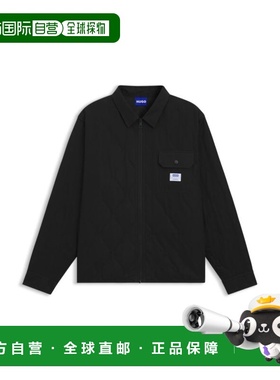 自营hugo bossRelaxed-fit shirt with padding - black 美国奥莱