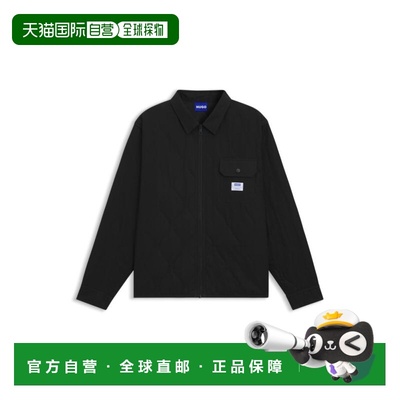 自营hugo bossRelaxed-fit shirt with padding - black 美国奥莱