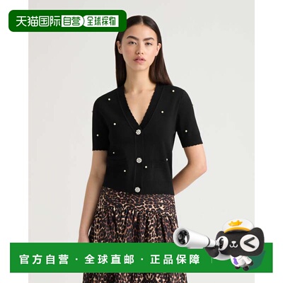 自营NVLT Women’s Cardigan Sweater with Pearls - black 美国