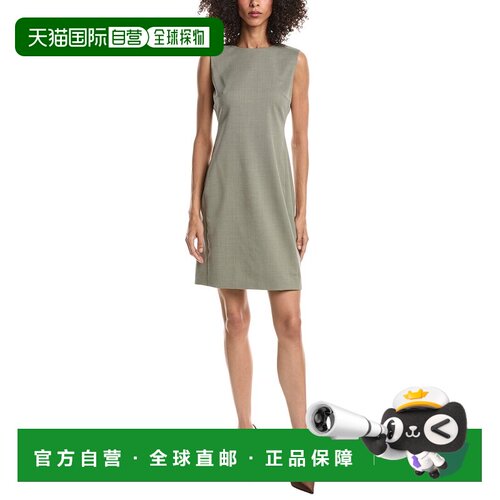 自营theory理论合身羊毛混纺迷你连衣裙-棕色 美国奥莱直发