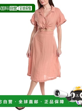 自营Vitamin A Playa Cut Out Linen Midi Dress - multi 美国奥