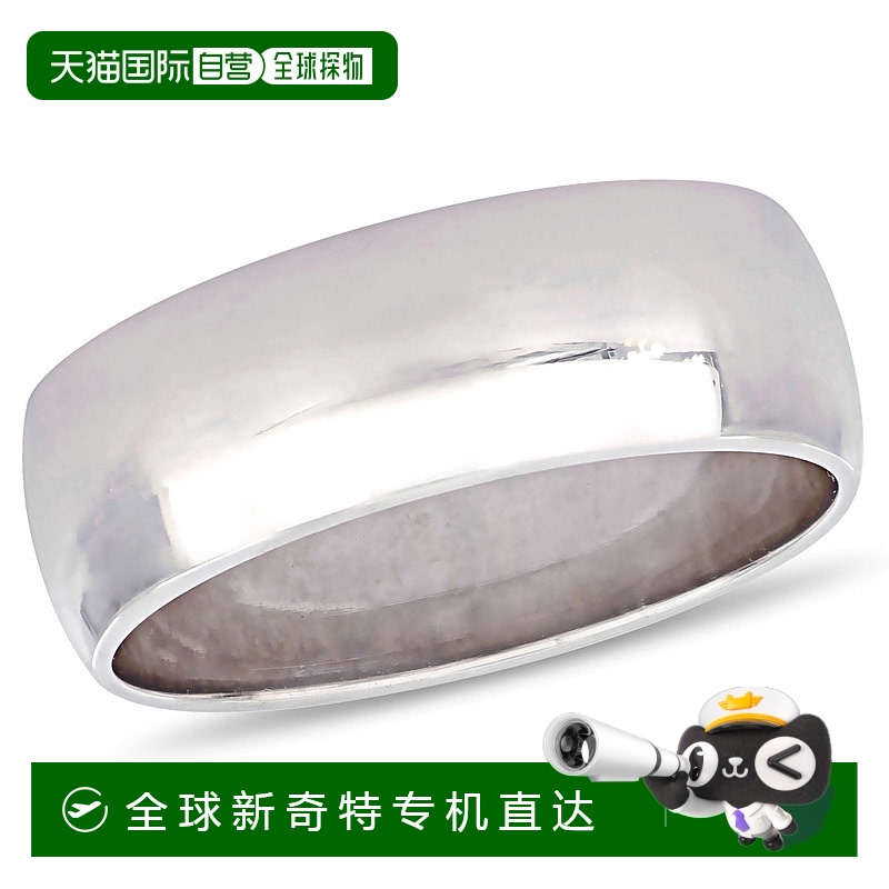 美国直邮Julianna B男士结婚戒指圆滑白金简约时尚设计休闲8mm