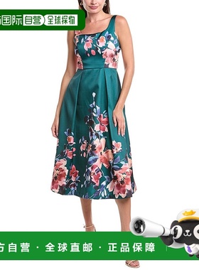 自营 Julia Jordan褶皱Mikado Midi连衣裙-绿色 美国奥莱直发