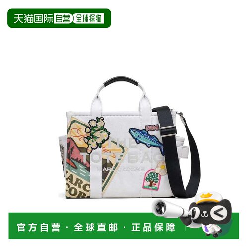 自营marc jacobs拼接牛仔托特包，搭配可调节背带-白色 美国奥莱