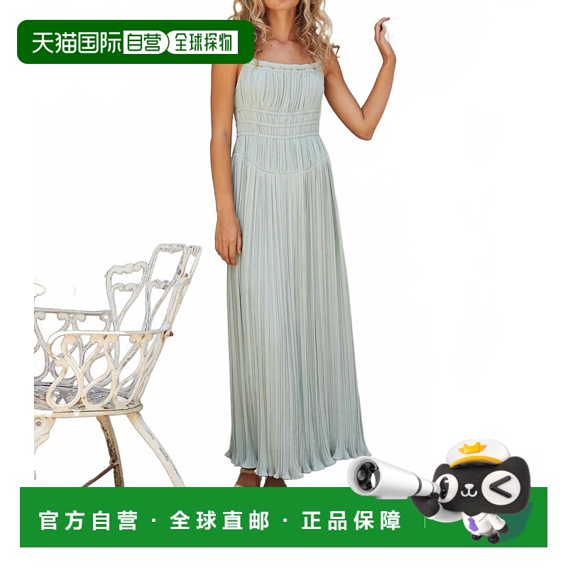 自营lucy paris绿松石风格的坎蒂娜褶皱连衣裙 美国奥莱直发
