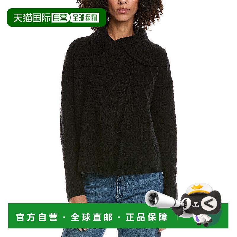 自营InCashmere Mix Cable Stitch Overlap Wool-Blend Cardigan