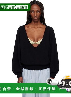 1h可退 香港直邮潮奢 Baserange 女士 黑色 Soar V-Neck 毛衣 PUS