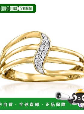 自营 Ross-Simons 14kt 黄金镶钻漩涡戒指 - 白色 美国奥莱直发