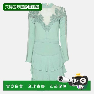 自营Elie Saab Mint Green Tulle Paneled Stretch Knit Appliqu&