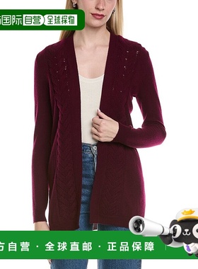自营sofiacashmere编织羊毛和羊绒混纺开衫-红色 美国奥莱直发