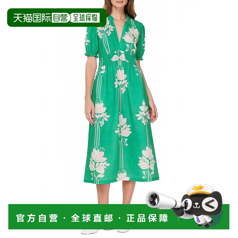 自营current airFloral Midi Dress In Jade Green Multi - jade