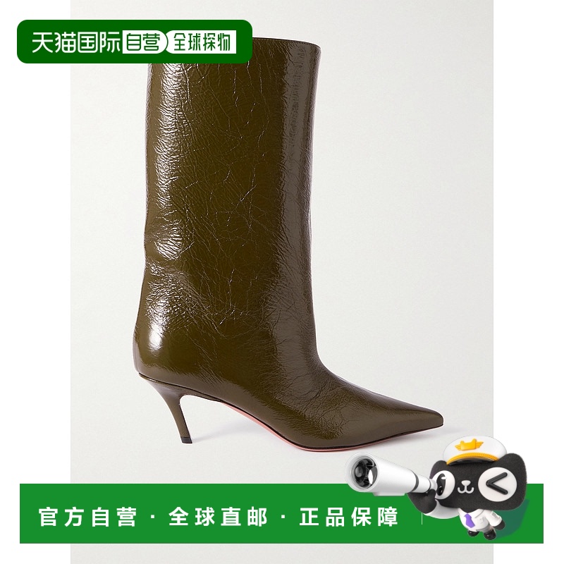 1h可退 香港直邮潮奢 Amina Muaddi 女士 Fiona 起皱皮革靴子 FIO