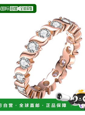 自营 Genevive 纯银镀玫瑰金透明方晶锆石戒指 - 金色 美国奥莱直