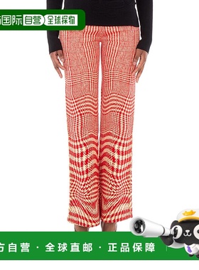 自营 Burberry Houndstooth羊毛混纺长裤-柱状ip图案 美国奥莱直