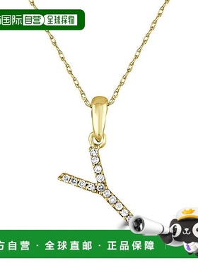 自营 sabrina14k 金和钻石初始项链 - 黄色 y 美国奥莱直发