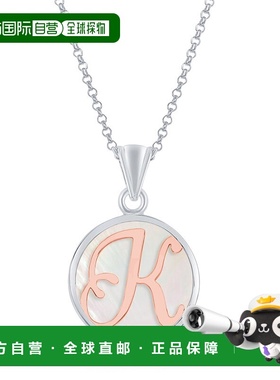 自营 simona纯银 MOP 吊坠，玫瑰金文字首字母带链 - k 美国奥莱