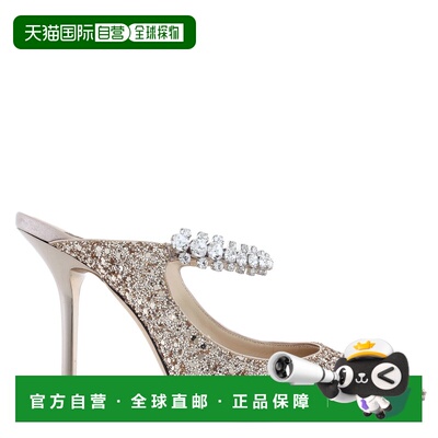 自营Jimmy Choo Bing 100粗闪光骡子，品牌尺寸34.5 (美国尺寸4.5