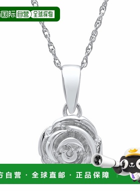 自营 max + stone18 英寸绳链上的纯银玫瑰吊坠项链 - 银色 美国