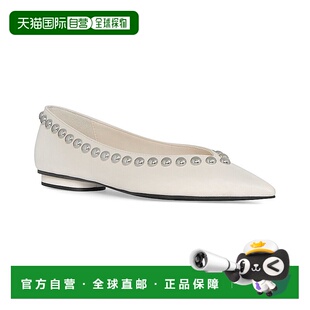 自营 Rebecca Minkoff饰钉皮革芭蕾舞平白 美国奥莱直发单鞋