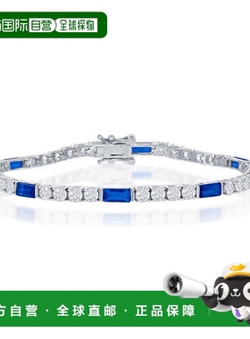 自营 simona925 纯银圆形和祖母绿切割 3 毫米网球手链 - 蓝色 美