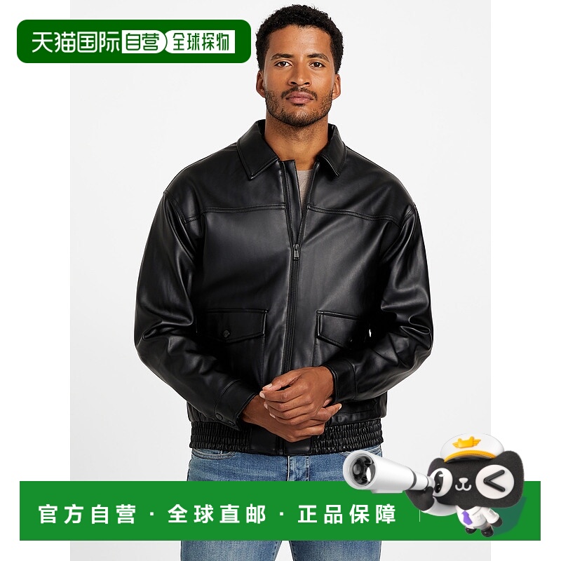 自营guessJameson Faux-Leather Jacket - black 美国奥莱直发