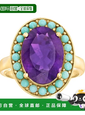 自营 Ross-Simons 18kt 金绿松石和紫水晶光环戒指 - 紫色 美国奥
