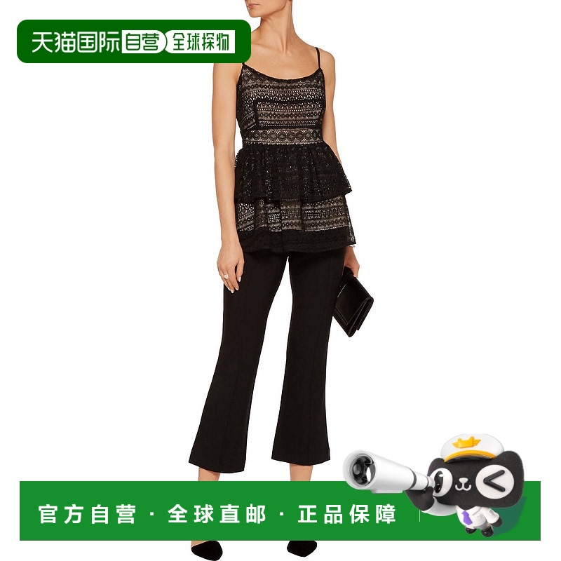 自营 marissa webb女士 Belinda 荷叶边蕾丝上衣（黑色裸色） -