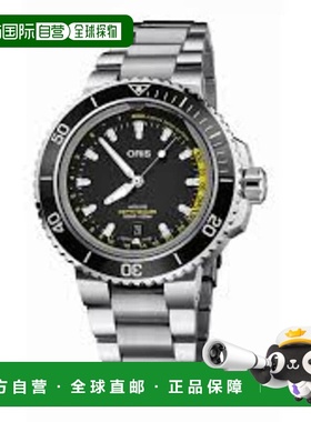 自营 Oris Aquis 深度计黑色表盘钢男士手表 01 733 7755 4154-Se