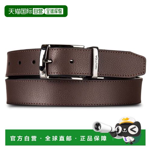 自营Nautica男士双面雕刻标志皮带-鹿皮fa07 美国奥莱直发