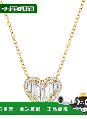 自营 simonaSterling Silver Round and Baguette CZ Heart Neckl
