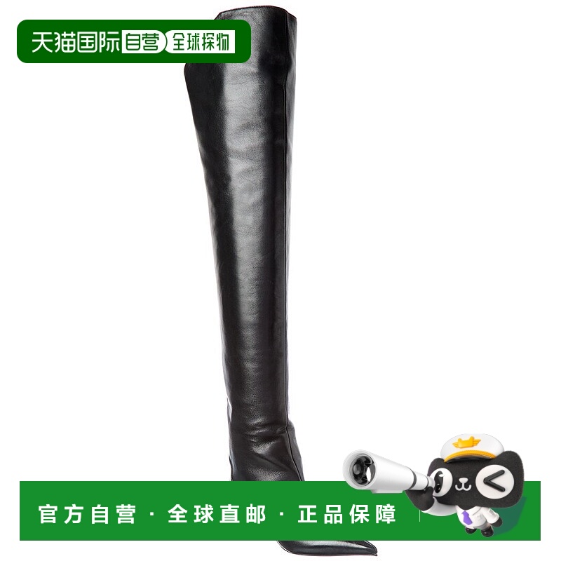 自营Jimmy Choo Vari 45皮革过膝靴-黑色 美国奥莱直发女鞋长筒靴