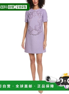 自营Oscar de la Renta Floral Detail Tweed Silk-Lined Wool-Bl