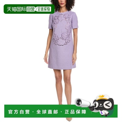 自营Oscar de la Renta Floral Detail Tweed Silk-Lined Wool-Bl