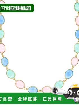 自营ross-simonsRoss Simons粉红色和色调蓝色玉髓项链，18K金镀-