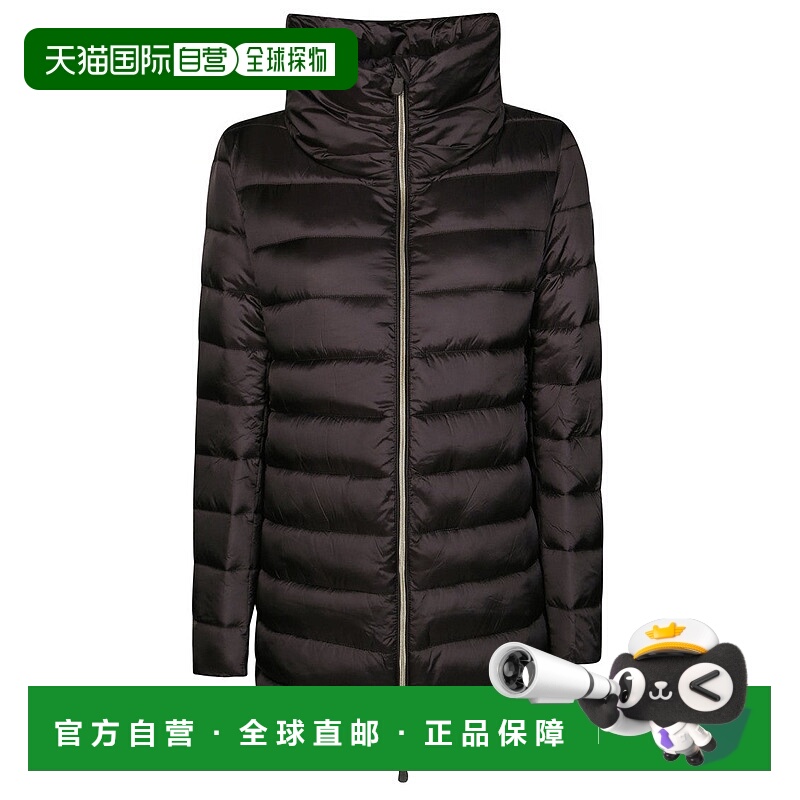 自营save the duck高领长款极简主义外套-黑色 美国奥莱直发