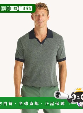 自营Nautica Mens Herringbone Sweater Polo - navy seas 美国奥