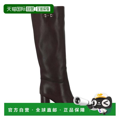 自营salvatore ferragamoOvidio Knee-High Boots - dark brown