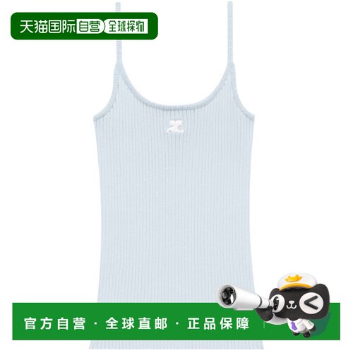 自营courregesRibbed Knit Tank Top With Spaghetti Straps - wh