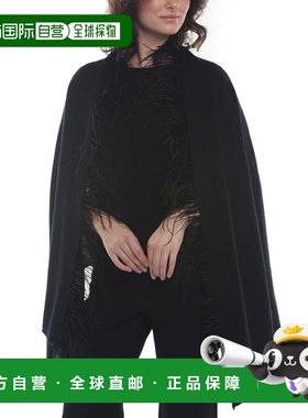 自营incashmereCashmere Blend Ostrich Feather Trim Shawl - bl