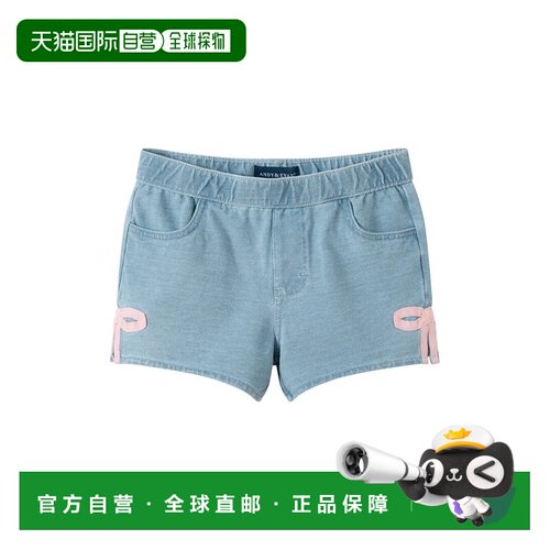 自营Andy & Evan Bow Hem Knit Denim Short - blue 美国奥莱直发