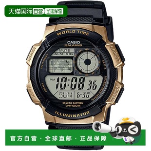 自营Casio Men’s Digital Watch with Black and Gold Dial - AE