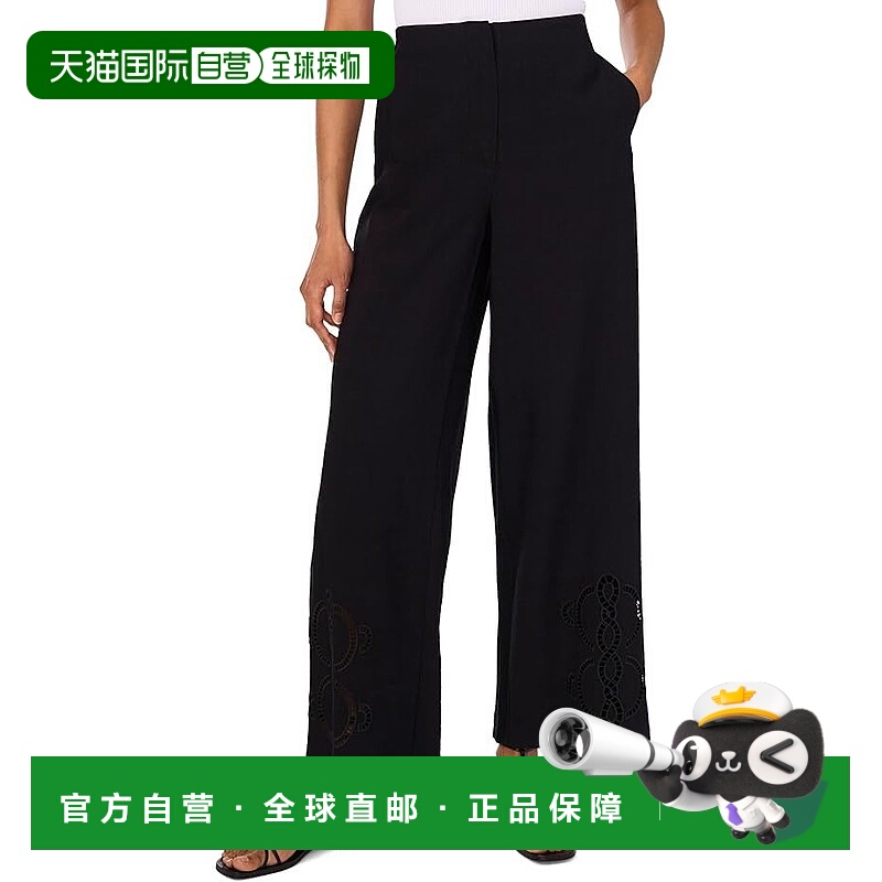 自营Vince Camuto Pants Women's  Black Eyelet Embroidered Wid