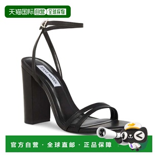 自营Steve Madden Candid CAND13S1女式凉鞋美国6黑色皮革块鞋跟G