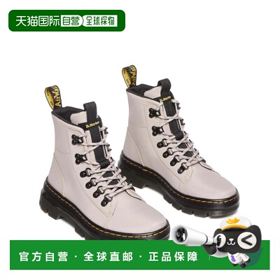自营Dr. Martens Combs 31196348靴子女士复古灰褐色圆头战斗HTAT