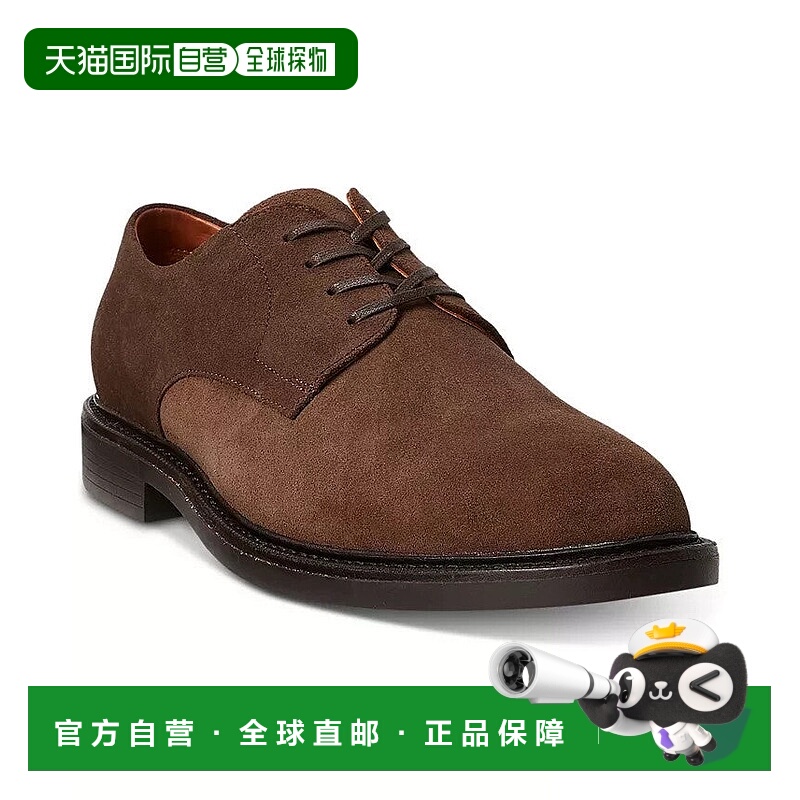 自营Polo Ralph Lauren Asher男式棕色绒面革系带德比正装鞋ZPO38
